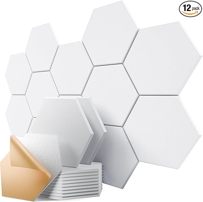 12 Pack Self-Adhesive Acoustic Panels 12" X 10" X 0.4" by Dailycooper