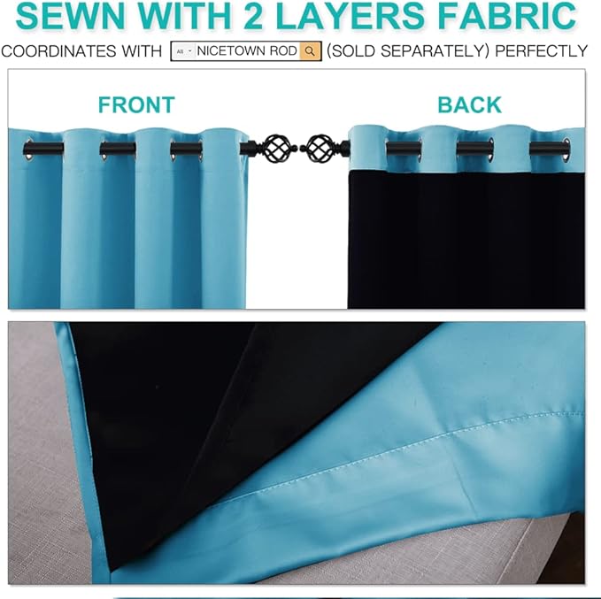 NICETOWN 100% Blackout Short Curtains - Image 5
