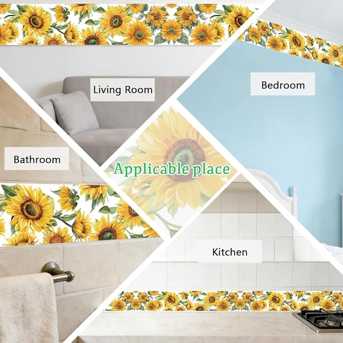 Sunflower Wall Border Wallpaper Border Decal Peel and Stick 19.7 x 4 Inch - Image 7