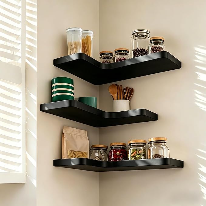 Floating Corner Shelves, Wall Shelf Set of 3, Shelves - Image 7