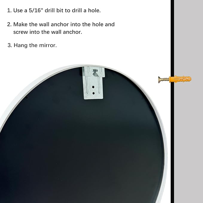 Sunniry White Round Mirror 30 inch, Large Round Mirror, Bathroom Mirror Matte - Image 7