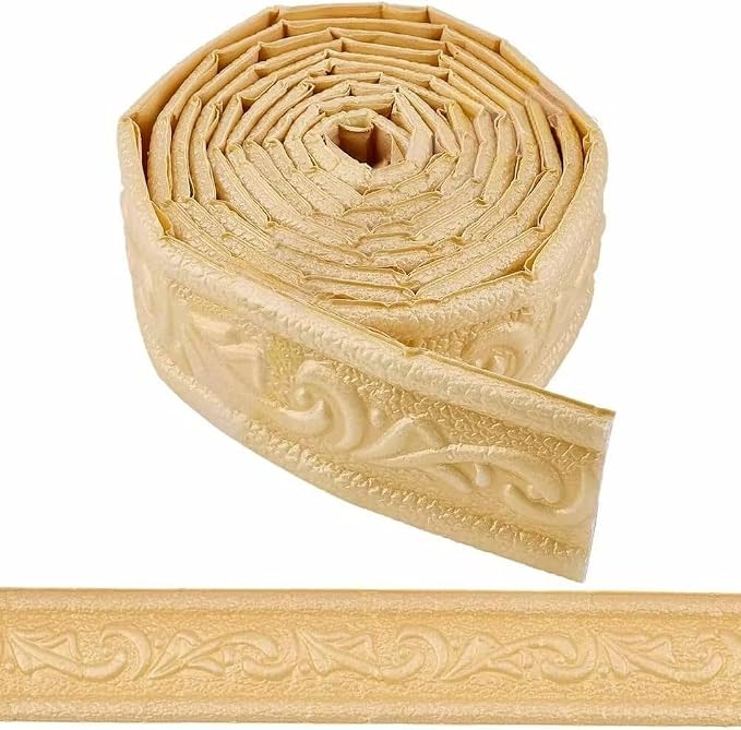 CRASPIRE 88.9x1.69in Peel Stick Foam Crown Molding Baseboard Trim Yellow Self by CRASPIRE