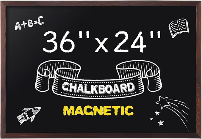 Comix Magnetic Chalkboard, 24 x 36 Inches Wooden-Framed Blackboard, Hanging by Comix