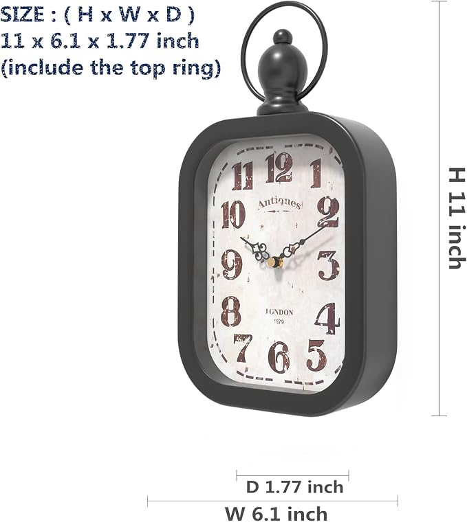 Menterry Small Retro Rectangle Wall Clock - Image 2