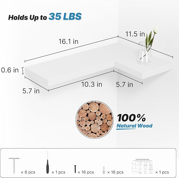 NATURE'S SOURCE Floating Corner Shelves - Image 3