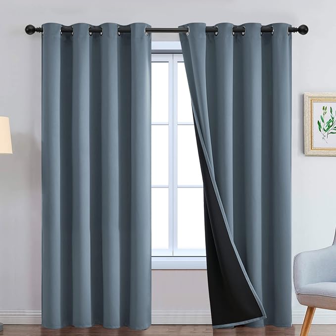 Yakamok 100% Blackout Lined Panels, Thermal Insulated Blackout Curtains by Yakamok