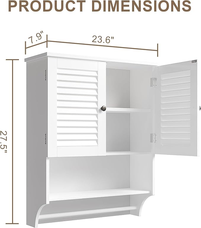 ChooChoo Medicine Cabinet, Bathroom Wall Cabinet, 2 Doors Over The Toilet Space - Image 3