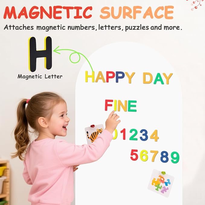 Arch Magnetic Wall Decal for Kids 39.3x17.5 Inch White Magnetic Chalk Board - Image 3