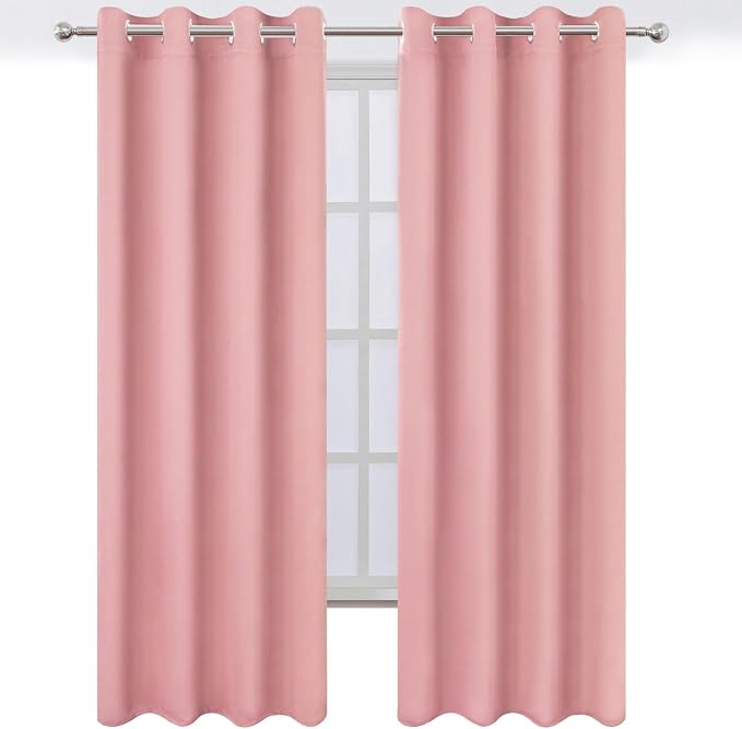 LEMOMO Blackout Curtains 52 x 120 Inch Long Pink Curtains Set of 2 Panels Room - Image 2