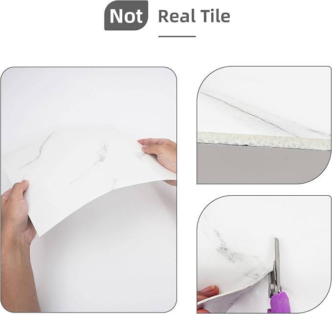 Vieshful 20pcs Peel and Stick Backsplash Tile，12"x12" Self Adhesive Marble Tile - Image 8
