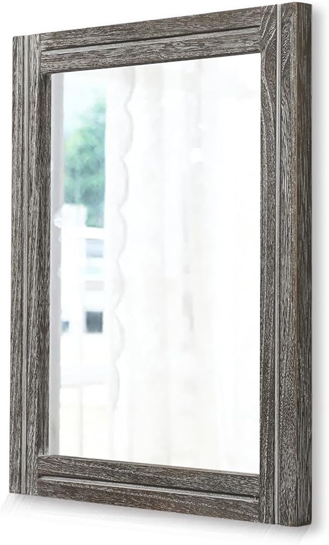 AAZZKANG Mirrors for Wall with Wooden Frame Rustic Wall Mirror Rectangular by AAZZKANG