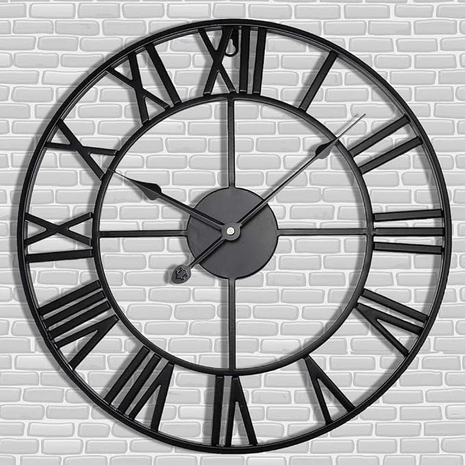 Antique Tower 24 inch Large Roman Numeral Wall Clock, Indoor Outdoor Patio by Letmaliy