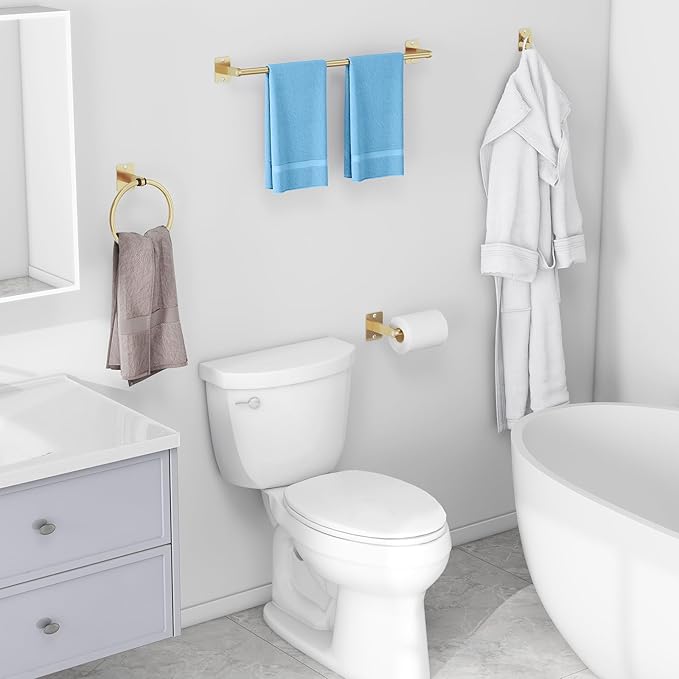 Bathroom Accessories Set, KLJKPA 4 Pieces Gold Bathroom Hardware Set, 24 inch - Image 6