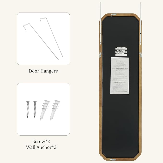 WallBeyond Full Length Door Mirror 14" x 48", Wood Frame Over-the-Door Mirror - Image 8