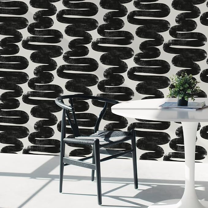 Tempaper x Bobby Berk White & Black Wiggle Room Removable Peel and Stick - Image 9