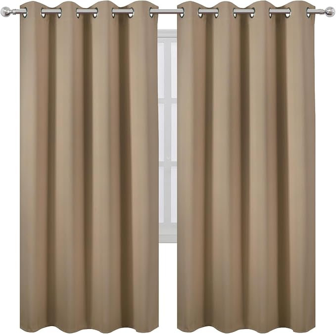 LEMOMO Blackout Curtains 66 x 72 Inch Long Natural Curtains Set of 2 Panels - Image 2