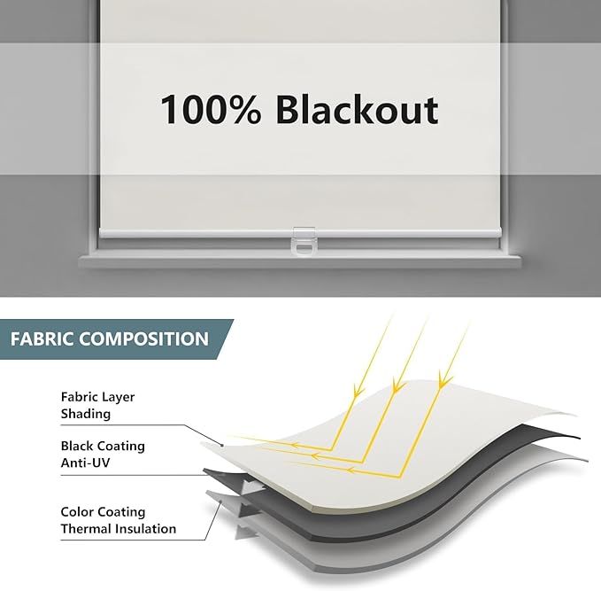 AOSKY Cordless Roller Shades Blackout Blinds - Image 5