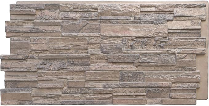 EverStone Cascade Faux Stone Panel, 48 5/8"W x 24 3/4"H x 1 1/4"D, Polermo Color by EkenaMillwork
