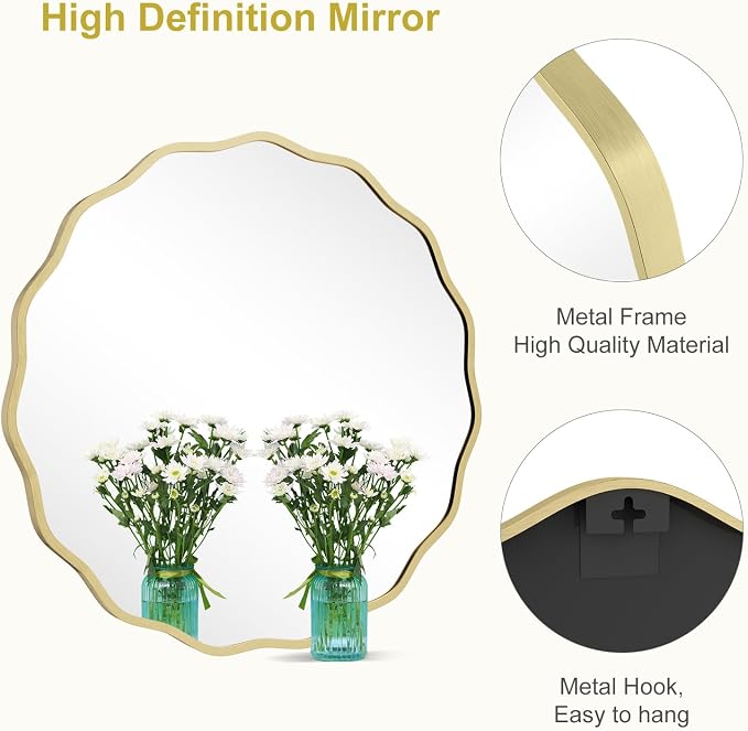 WallBeyond Round Wavy Mirror for Wall Decorative 28 inch, Modern Round Mirror - Image 5