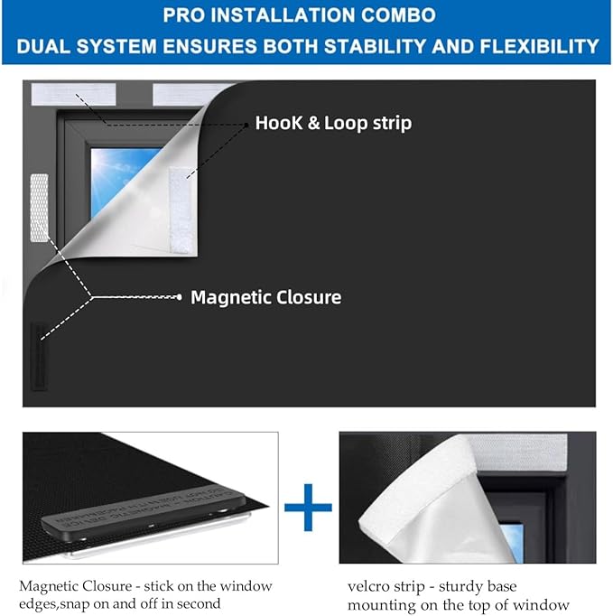 100% Blackout Blinds Magnetic Window Cover 57x40Inch, No Drill PortableCuttable - Image 3