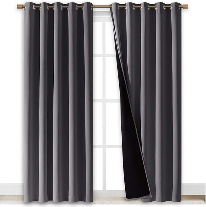 NICETOWN Grey Full Shade Curtain Panels, Pair of Energy Smart & Noise Blocking by NICETOWN