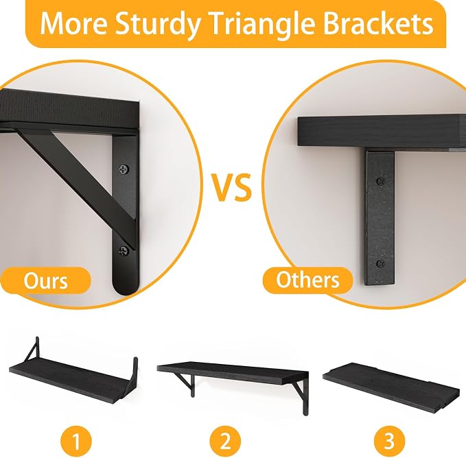 Fixwal Floating Shelves for Wall, Wood Wall Mounted Shelves for Bedroom - Image 4