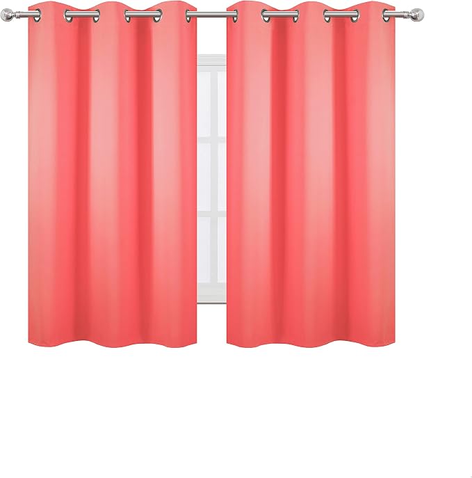 LEMOMO Blackout Curtains 38 x 54 inch/Coral Curtains Set of 2 Panels/Thermal - Image 2