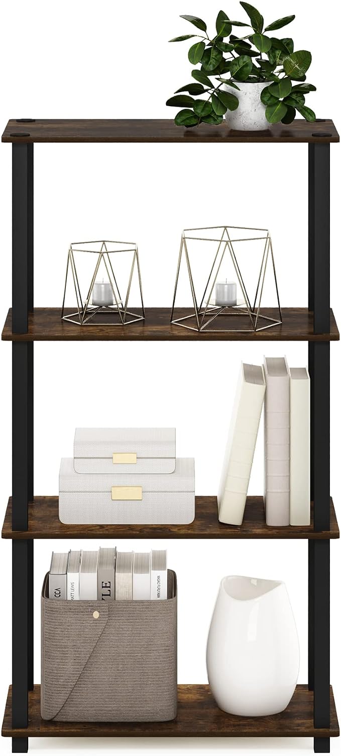Furinno TURN-S-TUBE Storage Shelves, 4-Tier Book Shelf, Corner Shelf, Toolless - Image 4