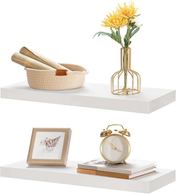 HOOBRO Floating Shelves for Wall, Wall Mounted Shelf Set of 2, 23.6" Hanging - Image 9