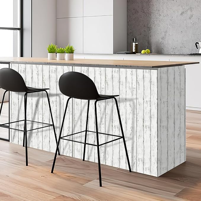 Arthome 23.6 x 200 inches White Gray, Peel and Stick Wallpaper, Wood Contact - Image 3