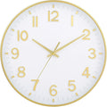 HZDHCLH Wall Clocks Battery Operated, Wall Clock White Gold, 10 inch Wall Clock by HZDHCLH