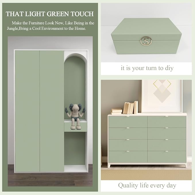 practicalWs Sage Green Wallpaper Stick and Peel Green Contact Paper 17.7'' x - Image 6