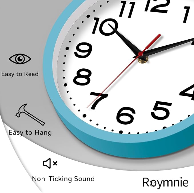 Roymnie Wall Clock Silent Non-Ticking Modern Clock Battery Operated 8 Inch - Image 4