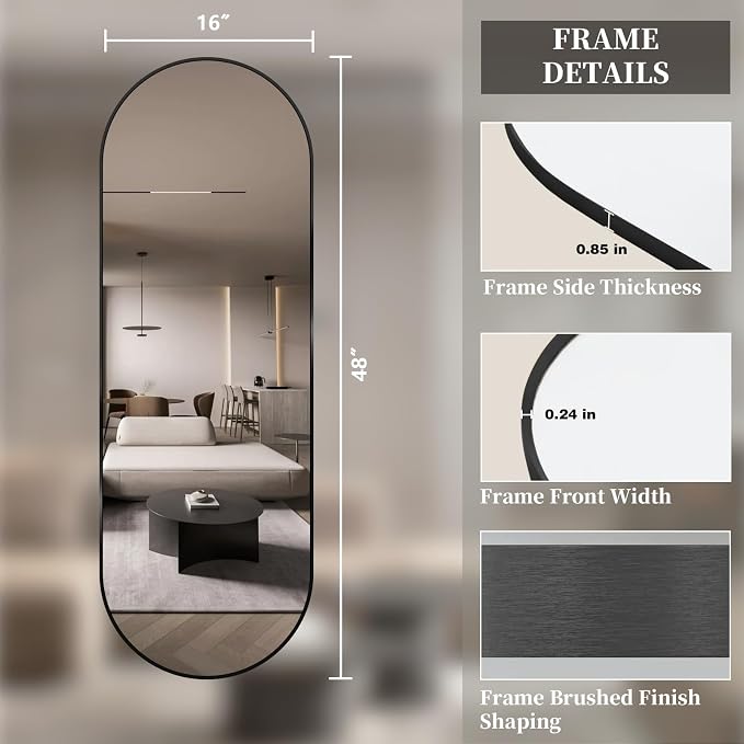 Oval Full Length Mirror, Ultra-Clear Explosion-Proof, Simple and Classic Deco - Image 8