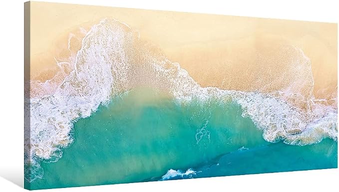 Goldfoilart Beach Canvas Wall Art Ocean Sea Waves Wall Decor Coastal by Goldfoilart