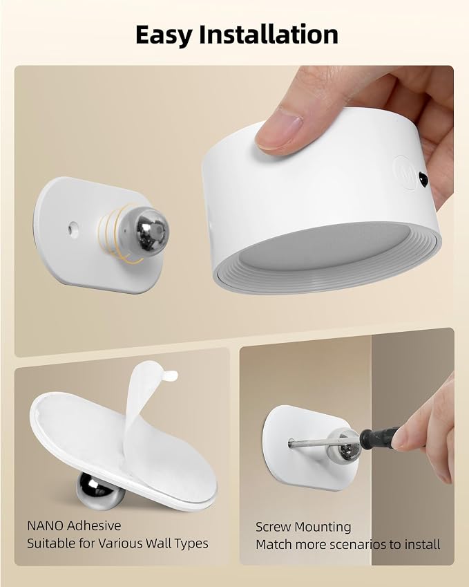 LED Wall Mounted Lights, Rechargeable Wall Sconces - Image 9