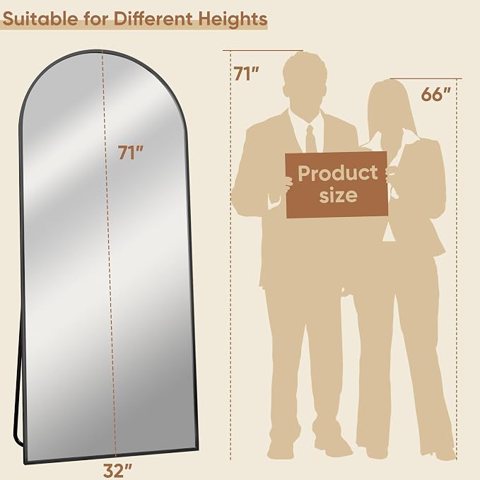 Full Length Mirror, Tall Body Floor Wall Hanging - Image 6