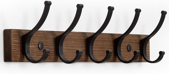 Optish Coat Rack Wall Mount, 16.5 Inches Wood Coat Hooks, Wall Hooks by Optish
