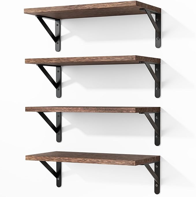 Fixwal Floating Shelves for Wall, Wood Wall Mounted Shelves for Bedroom by Fixwal
