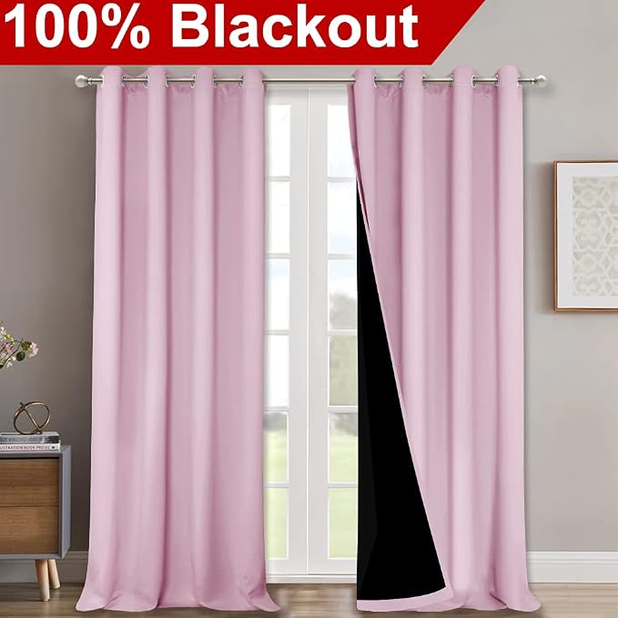NICETOWN 100% Blackout Window Curtain Panels, Heat and Cold Blocking Drapes - Image 2