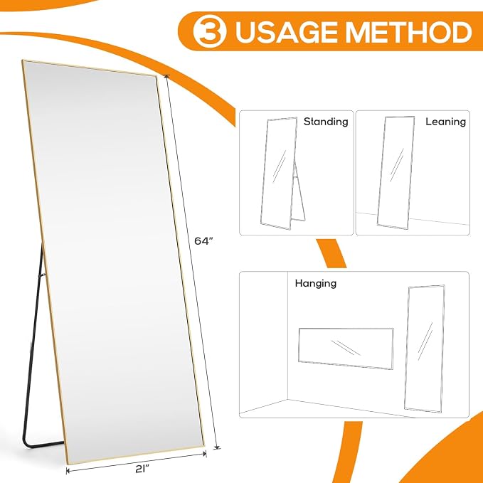 Mirror Full Length, Upgraded 21"x64" Body Wall Mirrors - Image 7