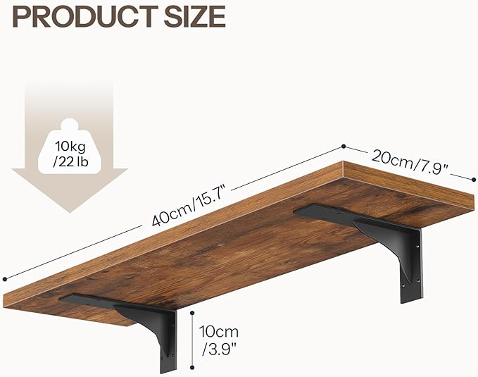HOOBRO Floating Shelves for Wall, 15.7" Wall Mounted Shelves Set of 2, Hanging - Image 3