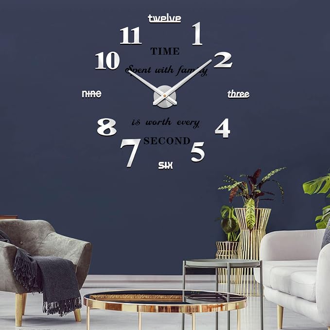 VANGOLD Large Wall Clocks for Living Room Decor, DIY Wall Clock Modern 3D Wall - Image 9