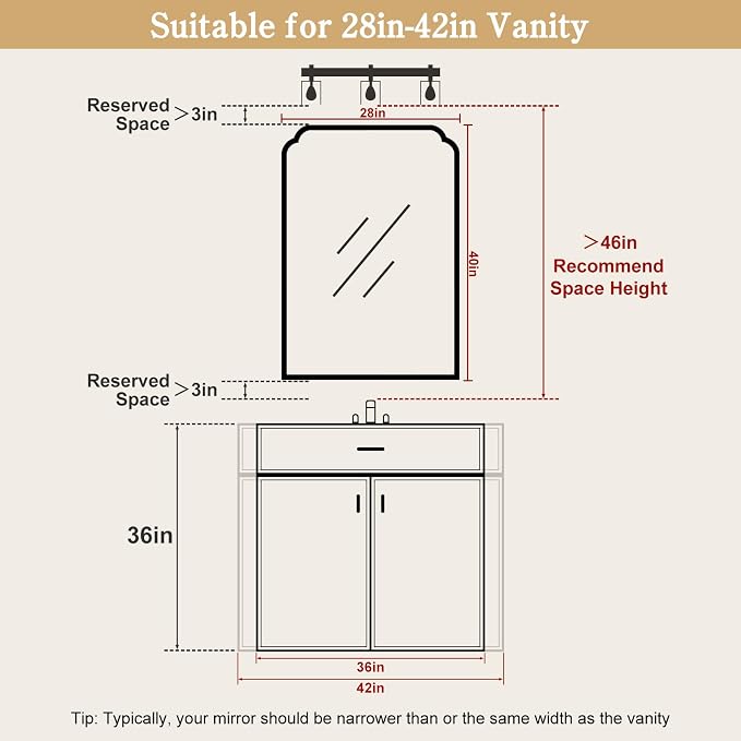 WallBeyond 28" x 40" Wood Bathroom Mirror - Image 4