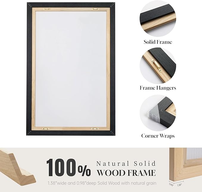 Framed Boho Wall Art for Living Room, Large 3 Piece Neutral Geometric Black and - Image 6