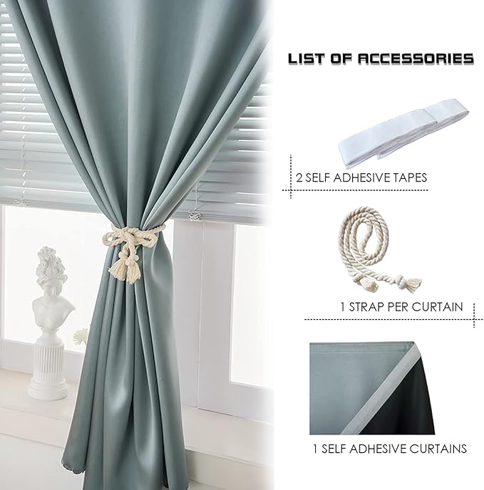 AJAZZ self Adhesive Portable 100% Blackout Curtains Simple and Easy to - Image 2