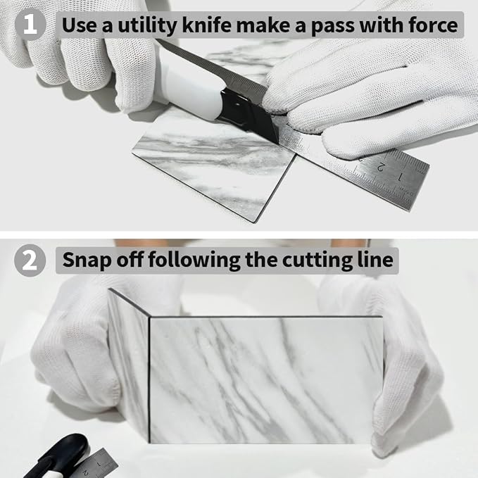 AULIGET 4-Piece White Marble Look Peel and Stick Backsplash Wall Tiles - Image 7