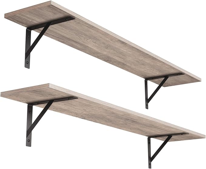 DINZI LVJ Long Wall Shelves, 39.4Inch Wall Mounted Shelves Set of 2, by DINZILVJ
