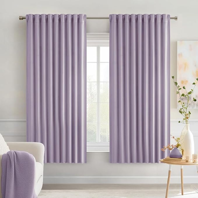 MIULEE Lilac Back Tab Blackout Curtains 63 Inch Length 2 Panels Set by MIULEE