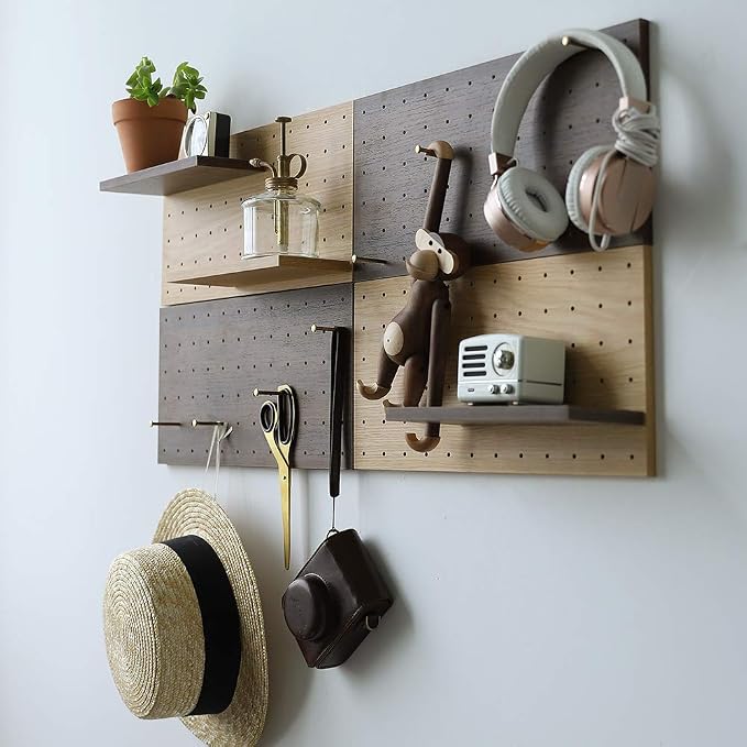 Wooden Pegboard Modular Display Organization Storage Wall Hooks Shelf - Image 5